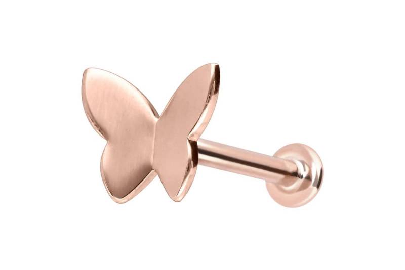 PIERCINGLINE Piercing-Set 14 Karat Gold Labret mit Push Fit SCHMETTERLING (Labrets / 1 Stk) von PIERCINGLINE