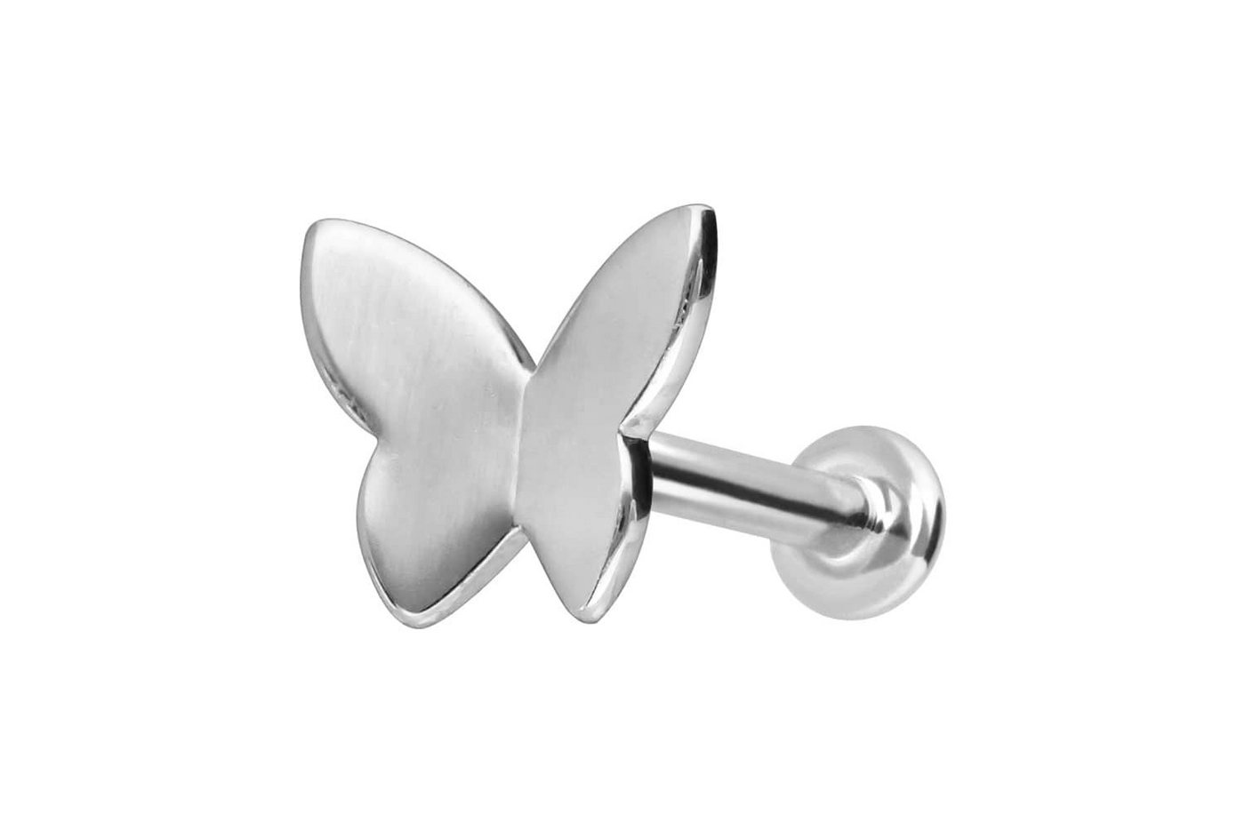 PIERCINGLINE Piercing-Set 14 Karat Gold Labret mit Push Fit SCHMETTERLING (Labrets / 1 Stk) von PIERCINGLINE