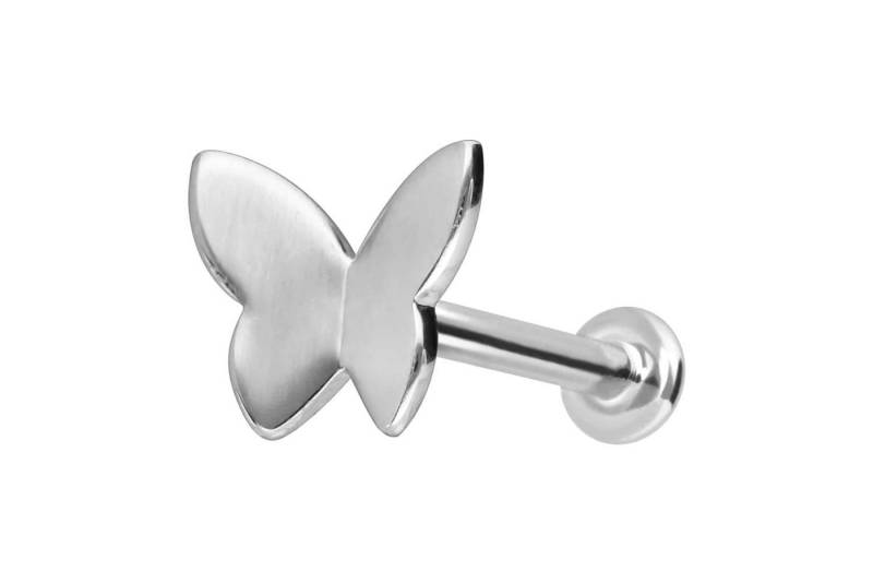 PIERCINGLINE Piercing-Set 14 Karat Gold Labret mit Push Fit SCHMETTERLING (Labrets / 1 Stk) von PIERCINGLINE