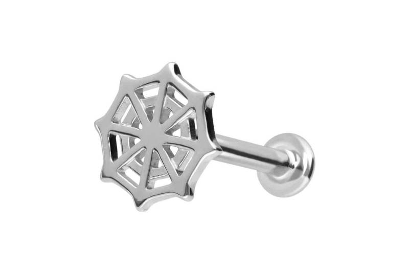 PIERCINGLINE Piercing-Set 14 Karat Gold Labret mit Push Fit SPINNENNETZ (Labrets / 1 Stk) von PIERCINGLINE