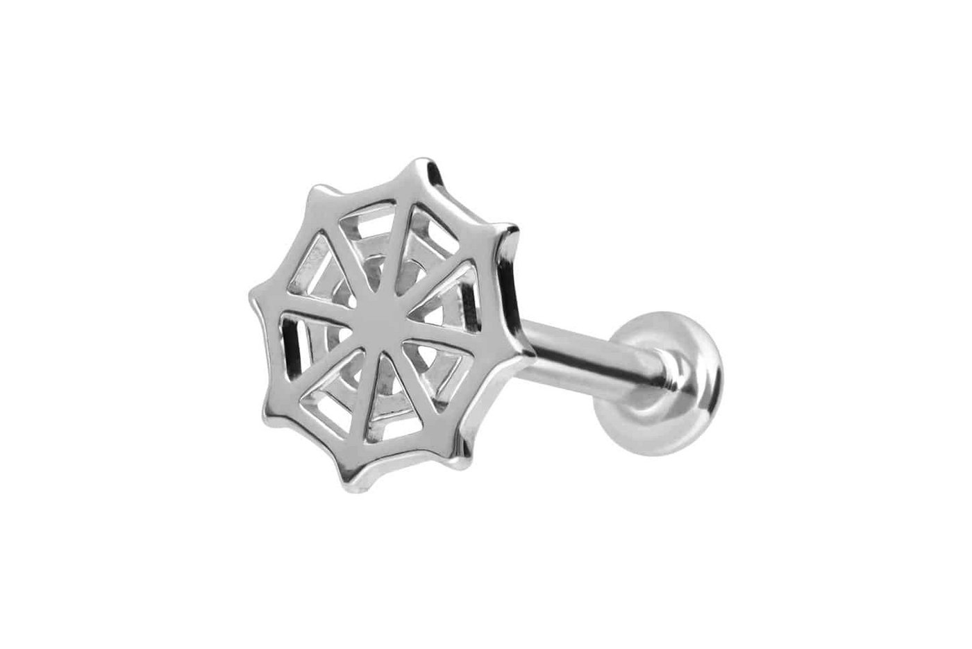PIERCINGLINE Piercing-Set 14 Karat Gold Labret mit Push Fit SPINNENNETZ (Labrets / 1 Stk) von PIERCINGLINE