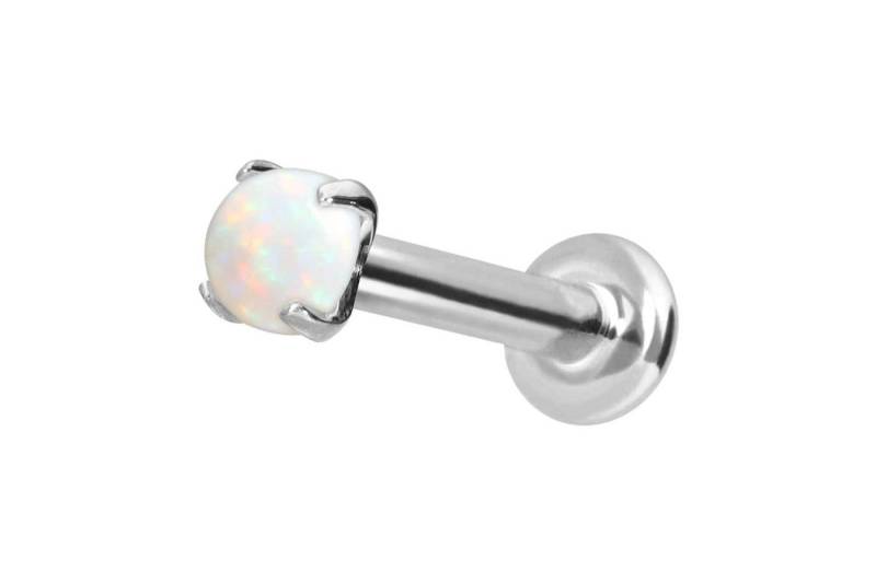 PIERCINGLINE Piercing-Set 14 Karat Gold Labret mit Push Fit SYNTHETISCHER OPAL (Labrets, 1-tlg) von PIERCINGLINE