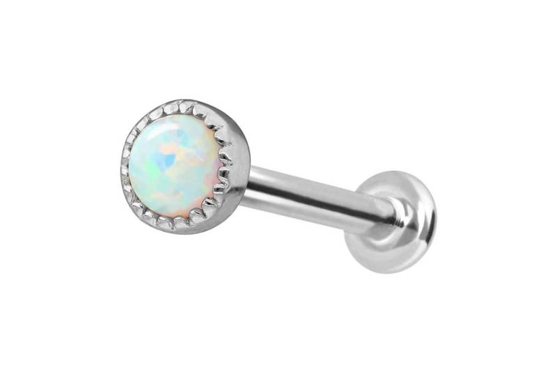 PIERCINGLINE Piercing-Set 14 Karat Gold Labret mit Push Fit SYNTHETISCHER OPAL (Labrets, 1-tlg) von PIERCINGLINE