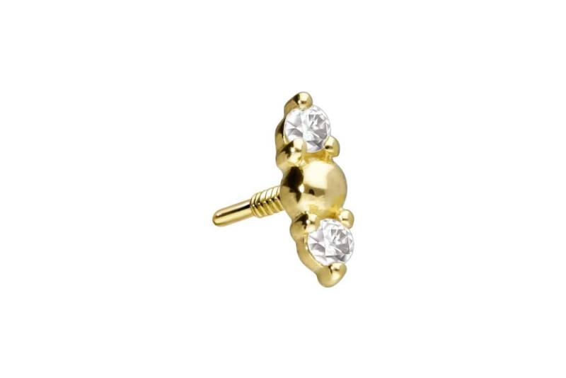 PIERCINGLINE Piercing-Set 14 Karat Gold Schraubaufsatz mit Außengewinde 2 MOISSANITE + KUGEL (Schraub-Aufsätze) von PIERCINGLINE