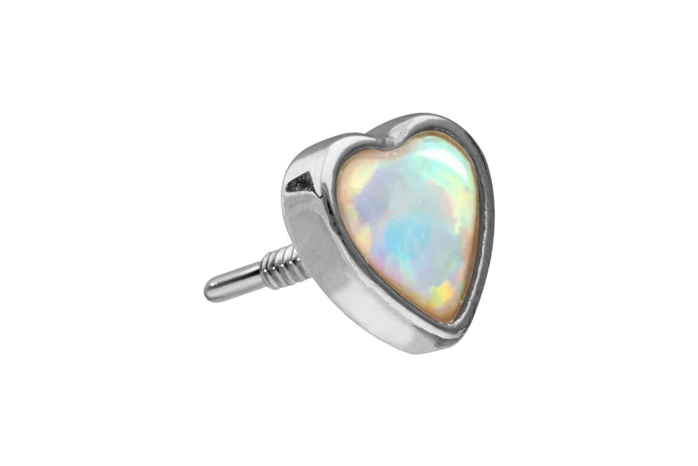 PIERCINGLINE Piercing-Set 14 Karat Gold Schraubaufsatz mit Außengewinde SYNTHETISCHES OPAL-HERZ (Schraub-Aufsätze / 1 Stk) von PIERCINGLINE