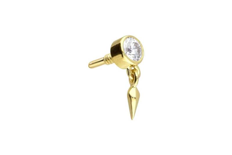 PIERCINGLINE Piercing-Set 14 Karat Gold Schraubaufsatz mit Außengewinde MOISSANIT + SPITZE (Schraub-Aufsätze, 1-tlg) von PIERCINGLINE