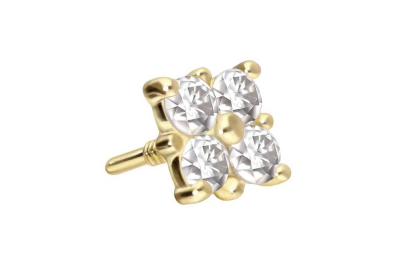 PIERCINGLINE Piercing-Set 14 Karat Gold Schraubaufsatz mit Außengewinde MOISSANIT-QUADRAT (Schraub-Aufsätze, 1-tlg) von PIERCINGLINE