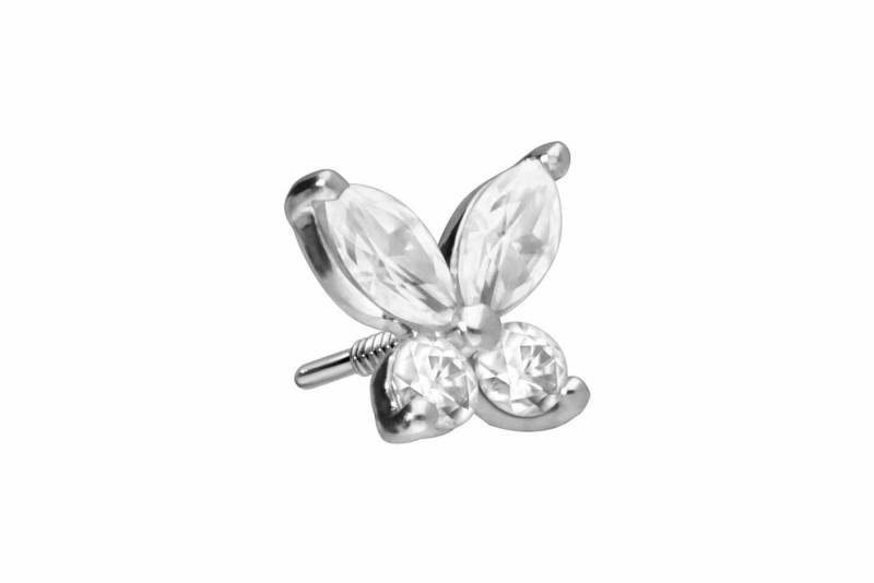 PIERCINGLINE Piercing-Set 14 Karat Gold Schraubaufsatz mit Außengewinde MOISSANIT-SCHMETTERLING (Schraub-Aufsätze, 1-tlg) von PIERCINGLINE