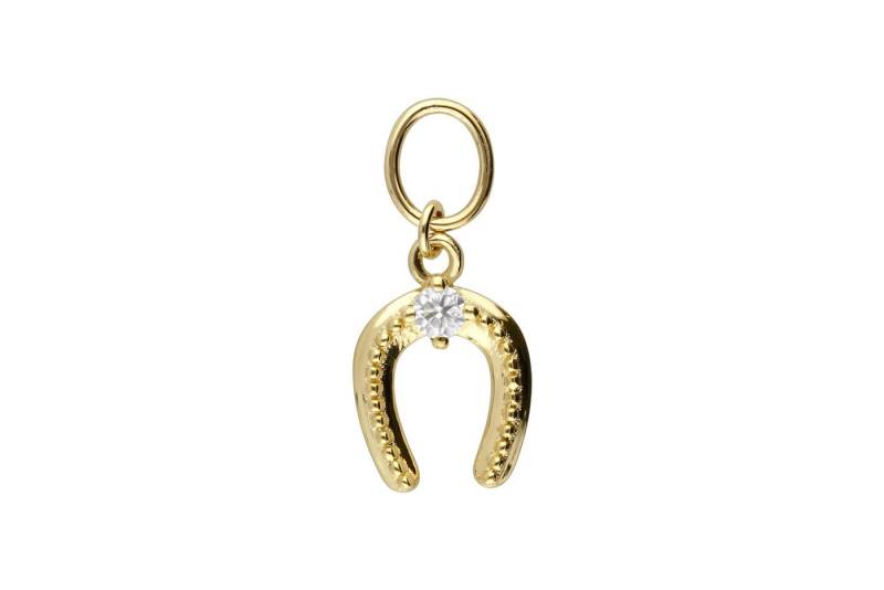 PIERCINGLINE Piercing-Set 18 Karat Gold Anhänger für Clicker MOISSANIT + HUFEISEN (Piercing-Anhänger, 1-tlg) von PIERCINGLINE
