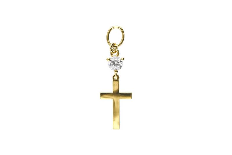 PIERCINGLINE Piercing-Set 18 Karat Gold Anhänger für Clicker MOISSANIT + KREUZ (Piercing-Anhänger, 1-tlg) von PIERCINGLINE