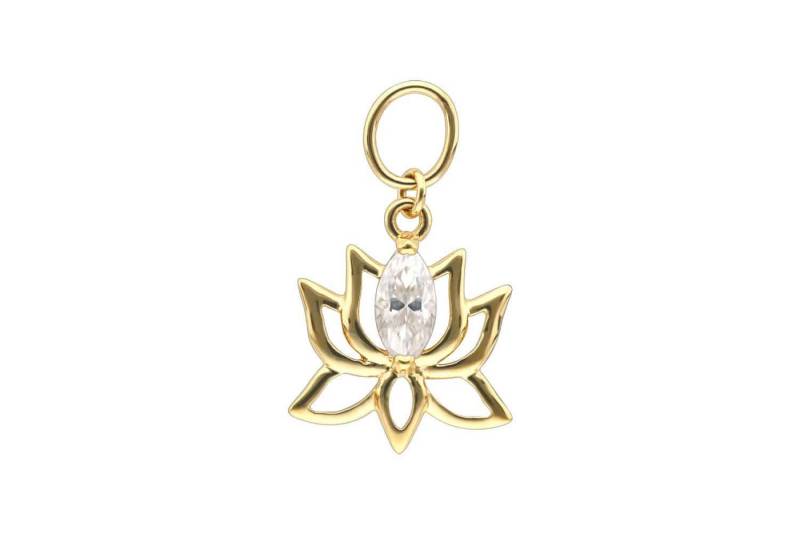 PIERCINGLINE Piercing-Set 18 Karat Gold Anhänger für Clicker MOISSANIT + LOTUSBLÜTE (Piercing-Anhänger, 1-tlg) von PIERCINGLINE