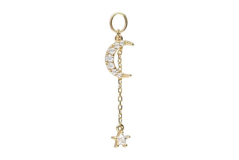 PIERCINGLINE Piercing-Set 18 Karat Gold Anhänger für Clicker MOISSANIT-MOND + MOISSANIT-STERN (Piercing-Anhänger, 1-tlg) von PIERCINGLINE