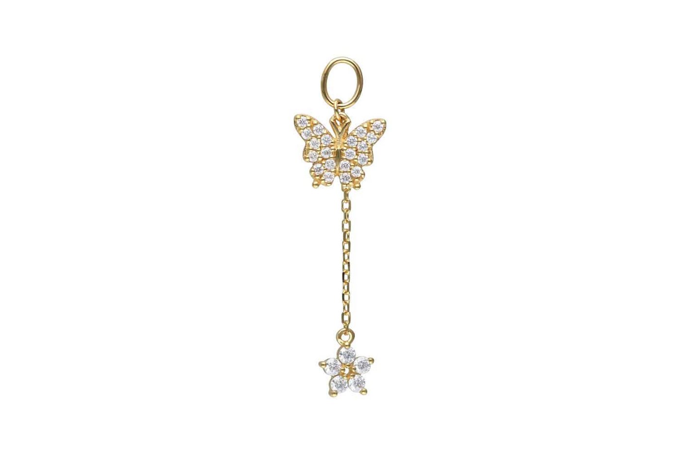PIERCINGLINE Piercing-Set 18 Karat Gold Anhänger für Clicker MOISSANIT-SCHMETTERLING + (Piercing-Anhänger / 1 Stk) von PIERCINGLINE