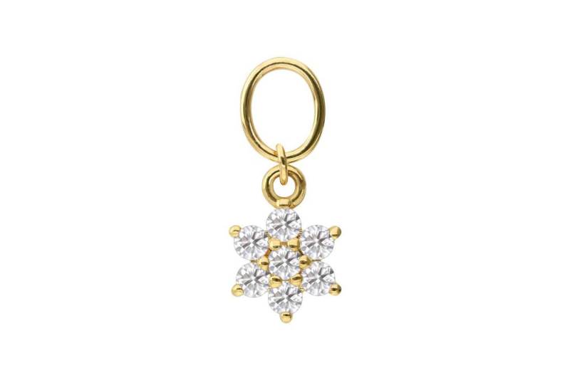 PIERCINGLINE Piercing-Set 18 Karat Gold Anhänger für Clicker MOISSANIT-BLUME (Piercing-Anhänger, 1-tlg) von PIERCINGLINE