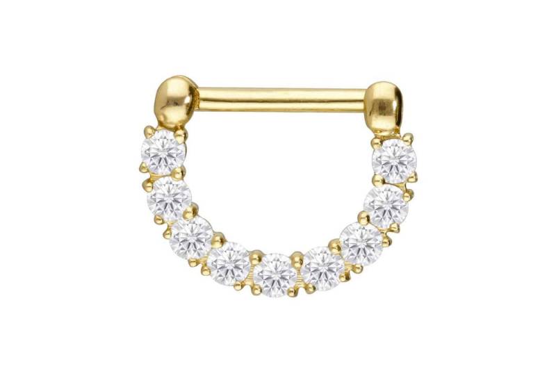 PIERCINGLINE Piercing-Set 18 Karat Gold Clicker 9 EINGEFASSTE MOISSANITE (Clicker / 1 Stk) von PIERCINGLINE