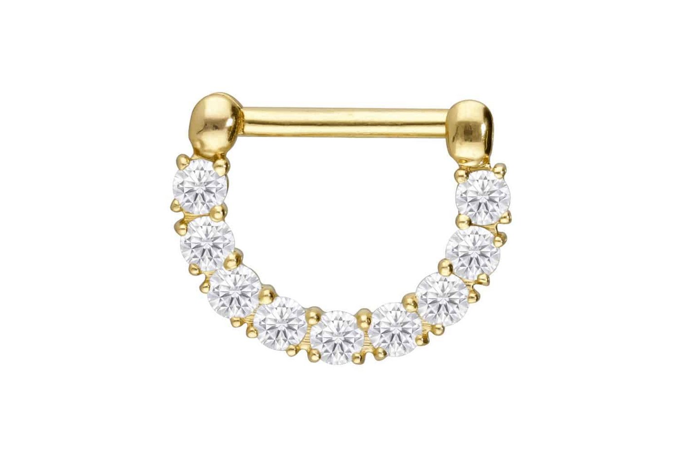 PIERCINGLINE Nasenpiercing 18 Karat Gold Clicker 9 EINGEFASSTE MOISSANITE Ohrpiercing Septum Nase (Clicker, 1-tlg), Ohrpiercing für Conch, Helix, Tragus, Daith, Lobe von PIERCINGLINE