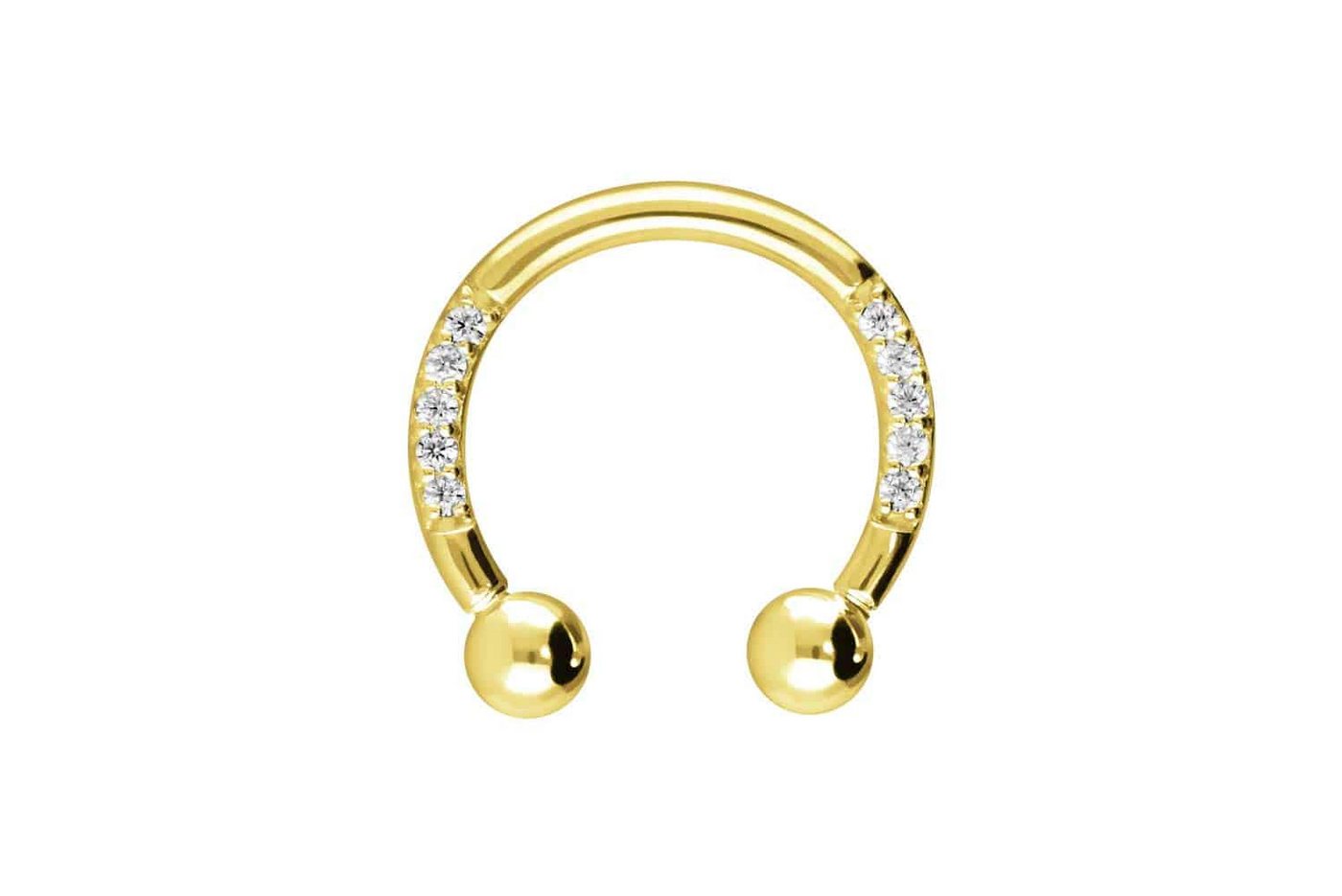 PIERCINGLINE Piercing-Set 18 Karat Gold Hufeisenring EINGEFASSTE KRISTALLE (Hufeisen-Ringe / 1 Stk) von PIERCINGLINE