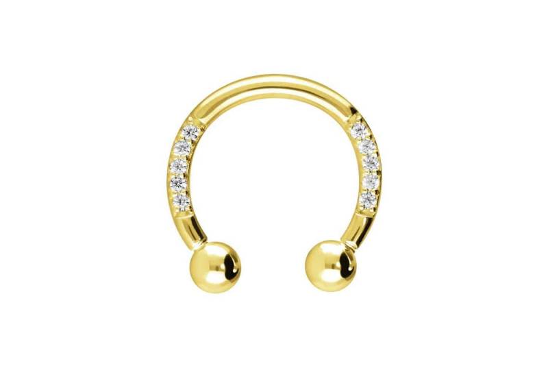 PIERCINGLINE Piercing-Set 18 Karat Gold Hufeisenring EINGEFASSTE KRISTALLE (Hufeisen-Ringe / 1 Stk) von PIERCINGLINE