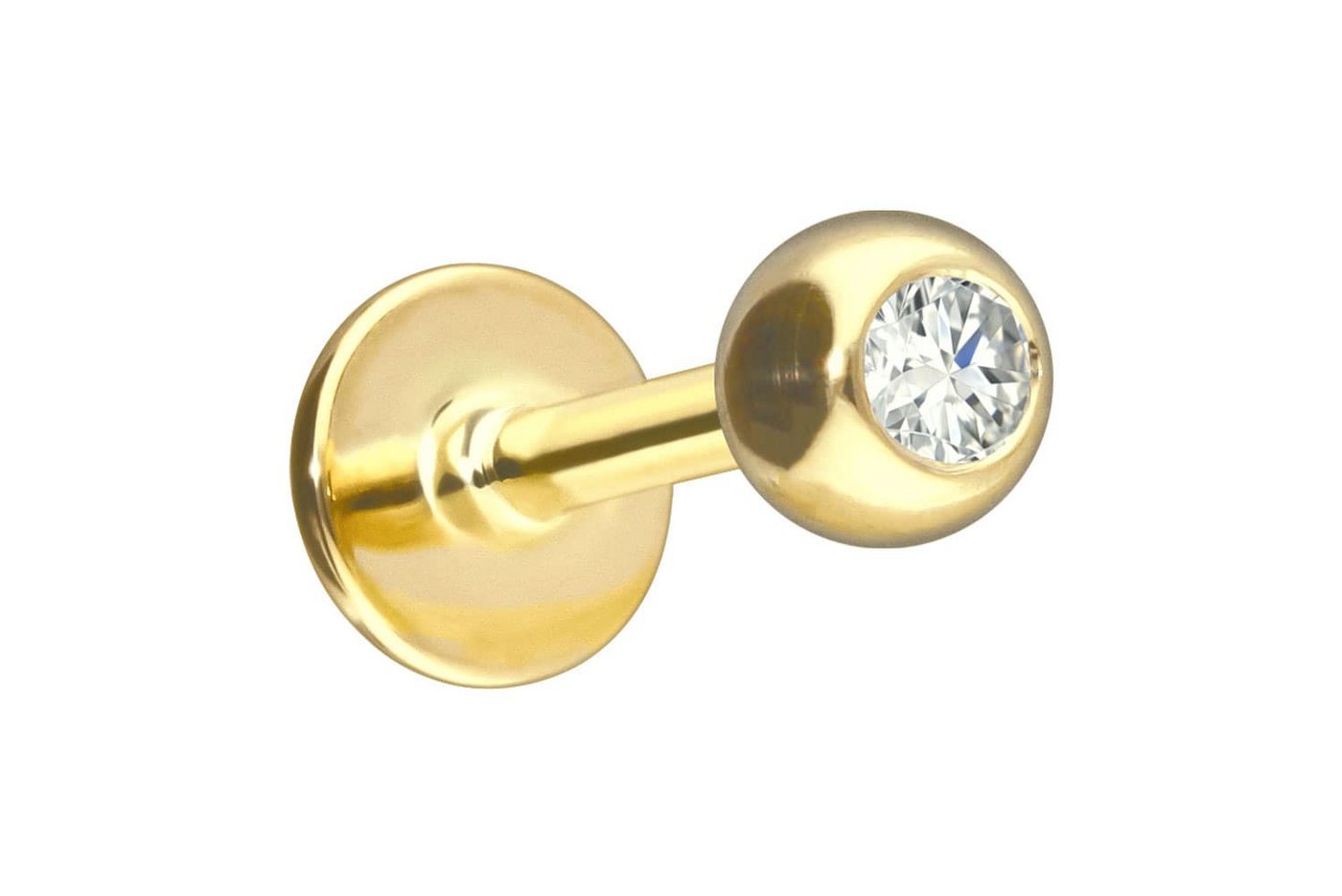PIERCINGLINE Piercing-Set 18 Karat Gold Labret DIAMANT (Labrets / 1 Stk) von PIERCINGLINE