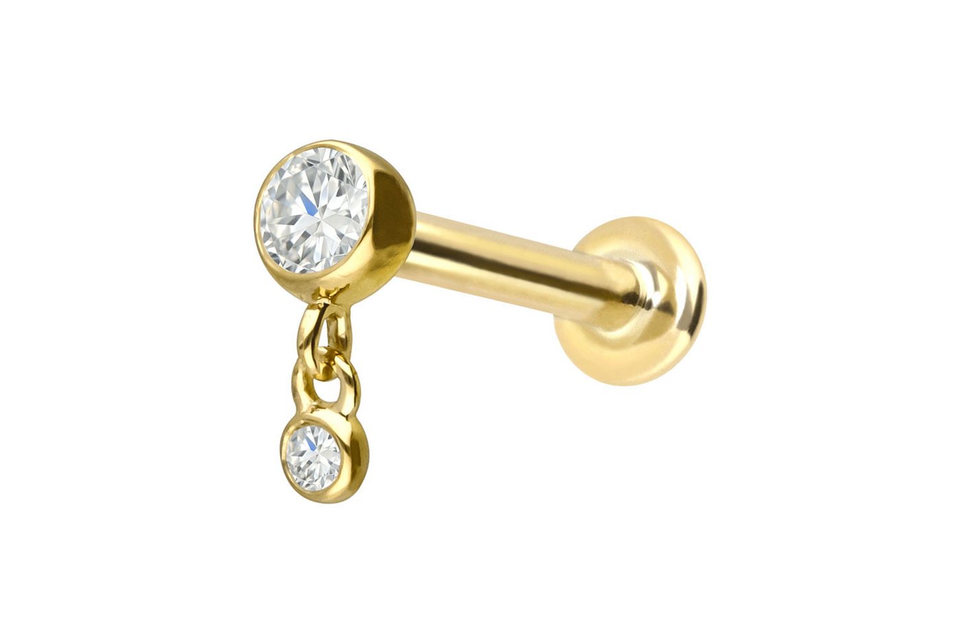 PIERCINGLINE Piercing-Set 18 Karat Gold Labret mit Innengewinde 2 DIAMANTEN (Labrets, 1-tlg) von PIERCINGLINE
