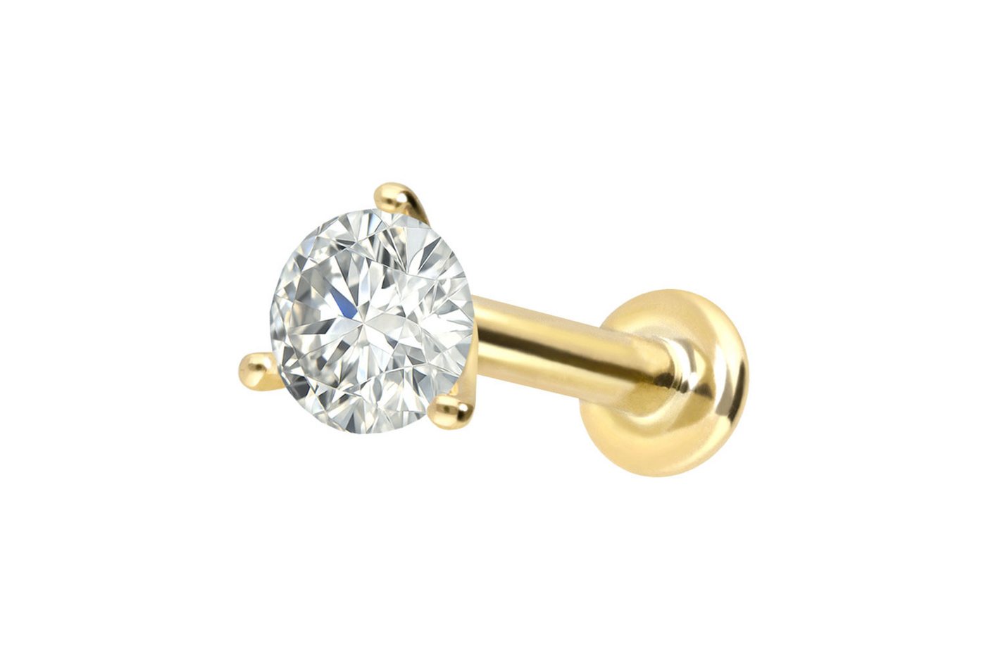 PIERCINGLINE Piercing-Set 18 Karat Gold Labret mit Innengewinde DIAMANT (Labrets, 1-tlg) von PIERCINGLINE