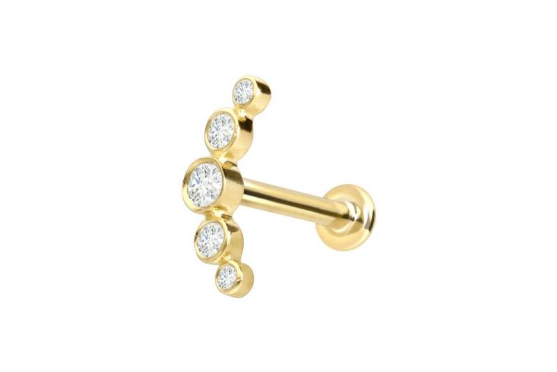 PIERCINGLINE Piercing-Set 18 Karat Gold Labret mit Innengewinde DIAMANT-BOGEN (Labrets, 1-tlg) von PIERCINGLINE