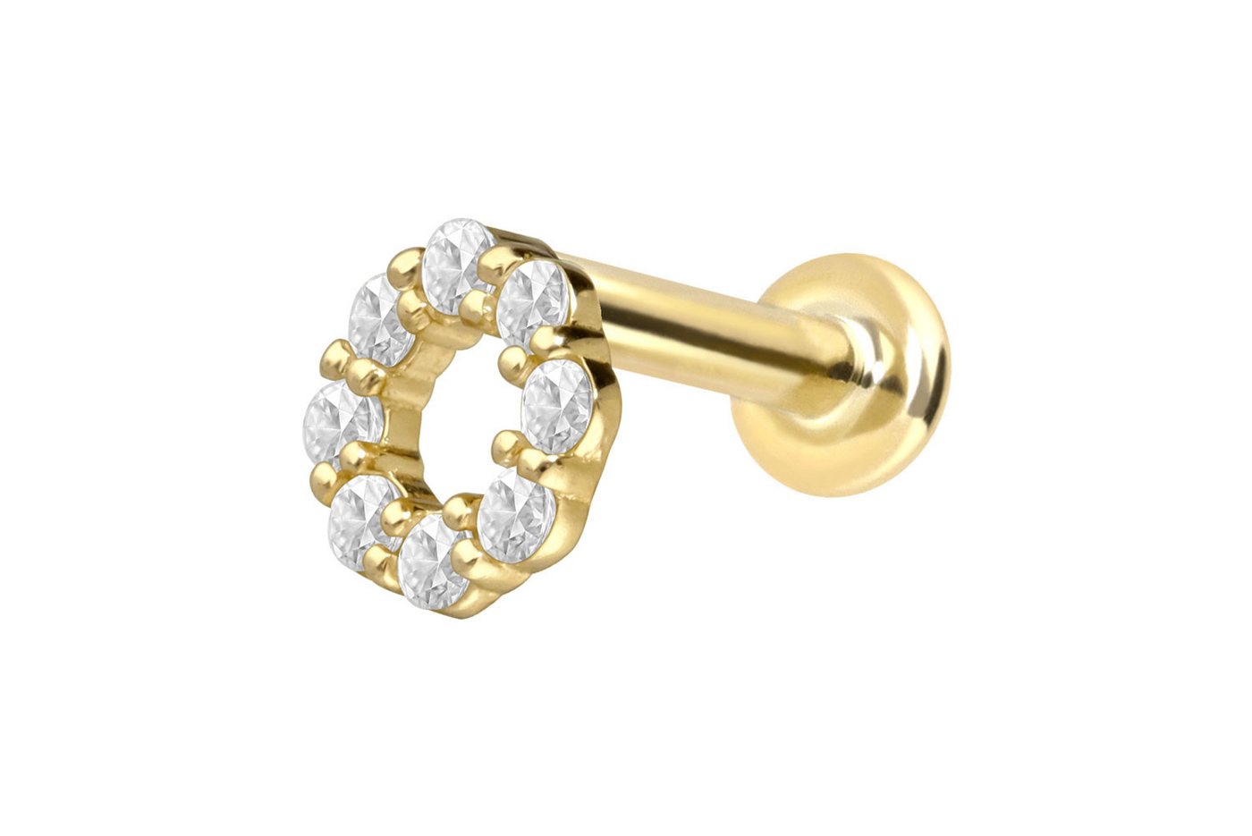 PIERCINGLINE Piercing-Set 18 Karat Gold Labret mit Innengewinde DIAMANT-KREIS (Labrets, 1-tlg) von PIERCINGLINE