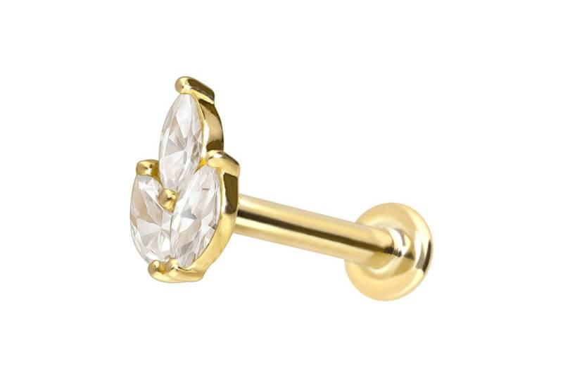 PIERCINGLINE Piercing-Set 18 Karat Gold Labret mit Innengewinde DIAMANT-LOTUSBLÜTE (Labrets, 1-tlg) von PIERCINGLINE