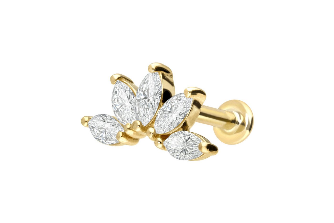 PIERCINGLINE Piercing-Set 18 Karat Gold Labret mit Innengewinde DIAMANT-LOTUSBLÜTE (Labrets, 1-tlg) von PIERCINGLINE