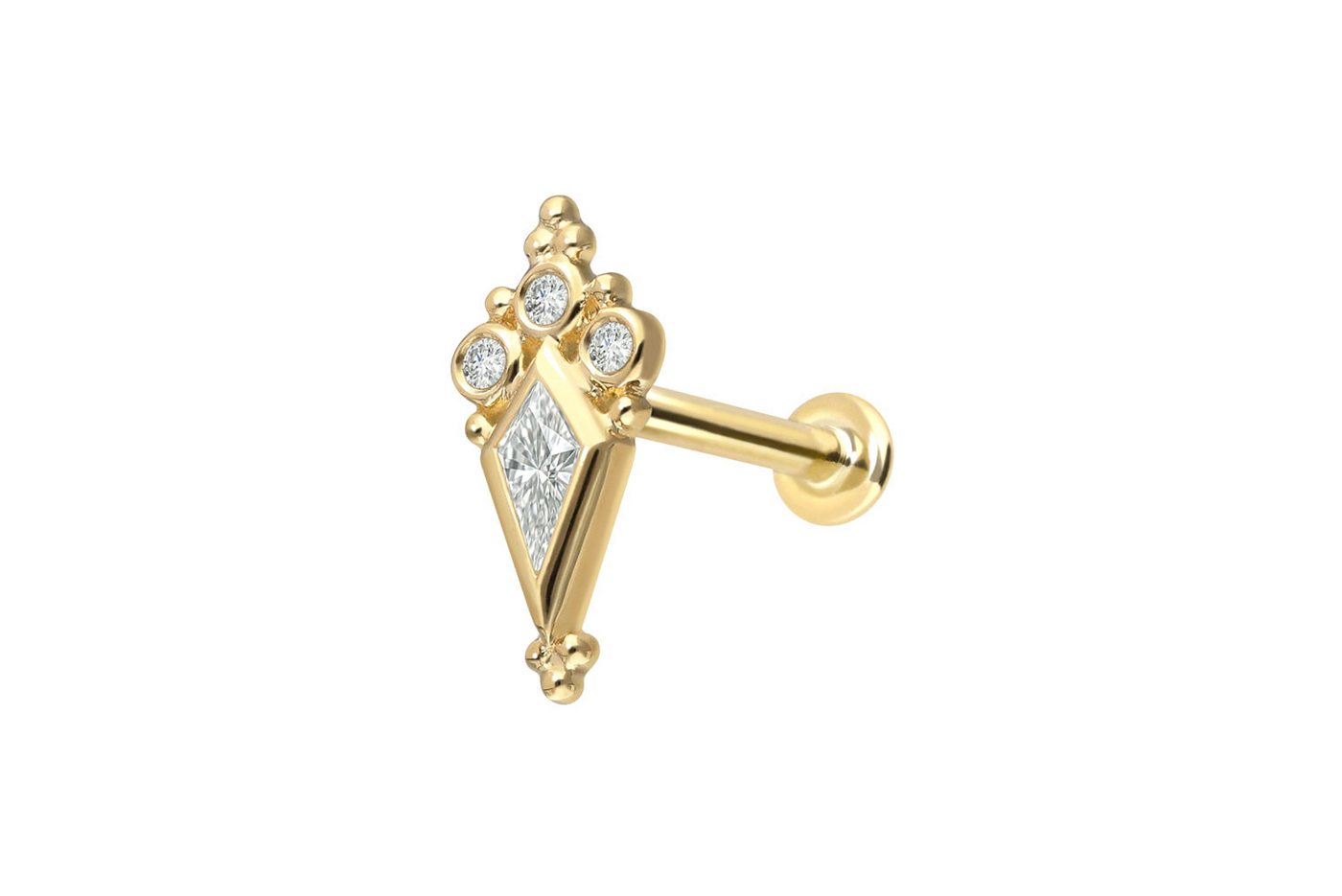 PIERCINGLINE Piercing-Set 18 Karat Gold Labret mit Innengewinde DIAMANT-SCHILD (Labrets, 1-tlg) von PIERCINGLINE
