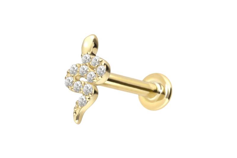 PIERCINGLINE Piercing-Set 18 Karat Gold Labret mit Innengewinde DIAMANT-SCHLANGE (Labrets, 1-tlg) von PIERCINGLINE