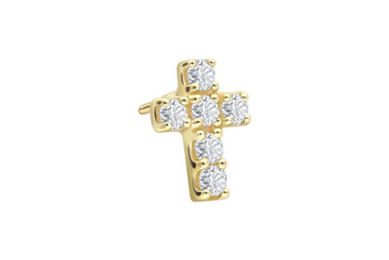 PIERCINGLINE Piercing-Set 18 Karat Gold Schraubaufsatz mit Außengewinde DIAMANT-KREUZ (Schraub-Aufsätze, 1-tlg) von PIERCINGLINE