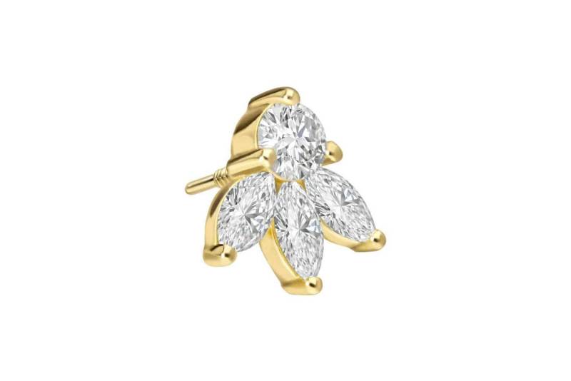PIERCINGLINE Piercing-Set 18 Karat Gold Schraubaufsatz mit Außengewinde DIAMANT-LOTUSBLÜTE (Schraub-Aufsätze, 1-tlg) von PIERCINGLINE