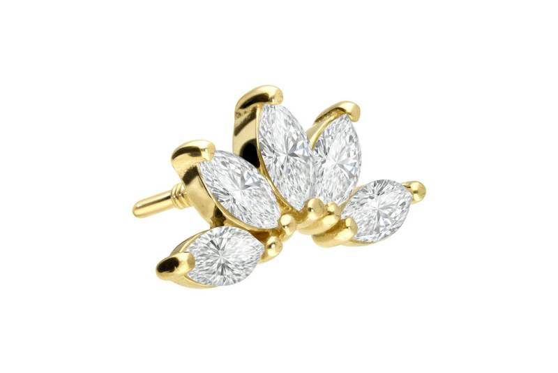 PIERCINGLINE Piercing-Set 18 Karat Gold Schraubaufsatz mit Außengewinde DIAMANT-LOTUSBLÜTE (Schraub-Aufsätze, 1-tlg) von PIERCINGLINE