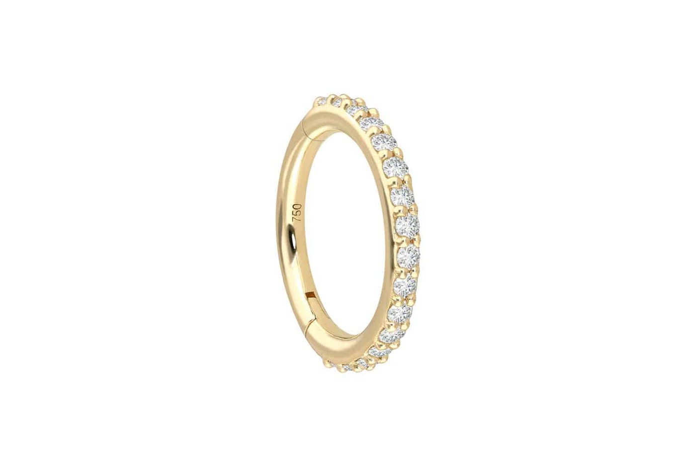 PIERCINGLINE Piercing-Set 18 Karat Gold Segmentring Clicker EINGEFASSTE DIAMANTEN (Clicker / 1 Stk) von PIERCINGLINE