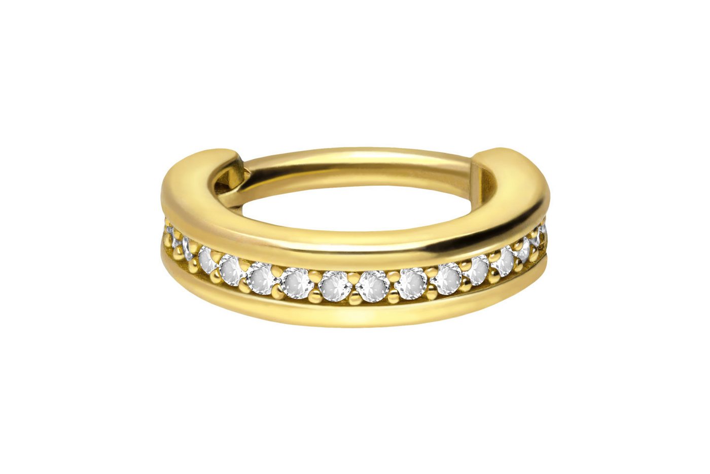 PIERCINGLINE Piercing-Set 18 Karat Gold Segmentring Clicker EINGEFASSTE KRISTALLE (Clicker / 1 Stk) von PIERCINGLINE
