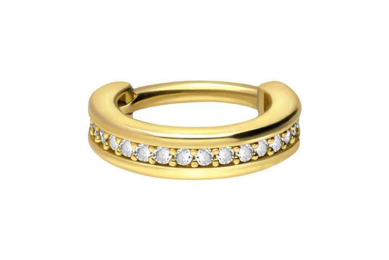 PIERCINGLINE Piercing-Set 18 Karat Gold Segmentring Clicker EINGEFASSTE KRISTALLE (Clicker / 1 Stk) von PIERCINGLINE