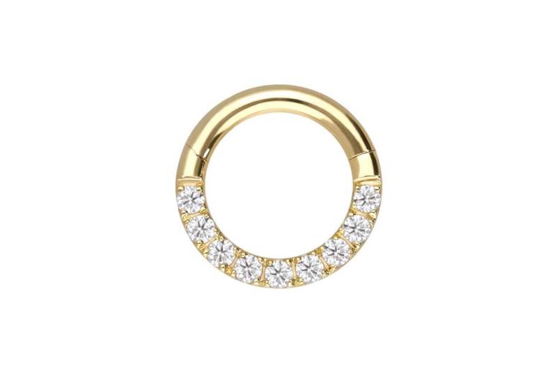 PIERCINGLINE Piercing-Set 18 Karat Gold Segmentring Clicker EINGEFASSTE MOISSANITE (Clicker / 1 Stk) von PIERCINGLINE