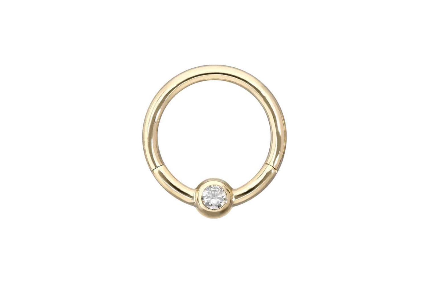PIERCINGLINE Nasenpiercing 18 Karat Gold Segmentring Clicker MOISSANIT Ohrpiercing Septum Nase (Clicker, 1-tlg), Ohrpiercing für Conch, Helix, Tragus, Daith, Lobe von PIERCINGLINE