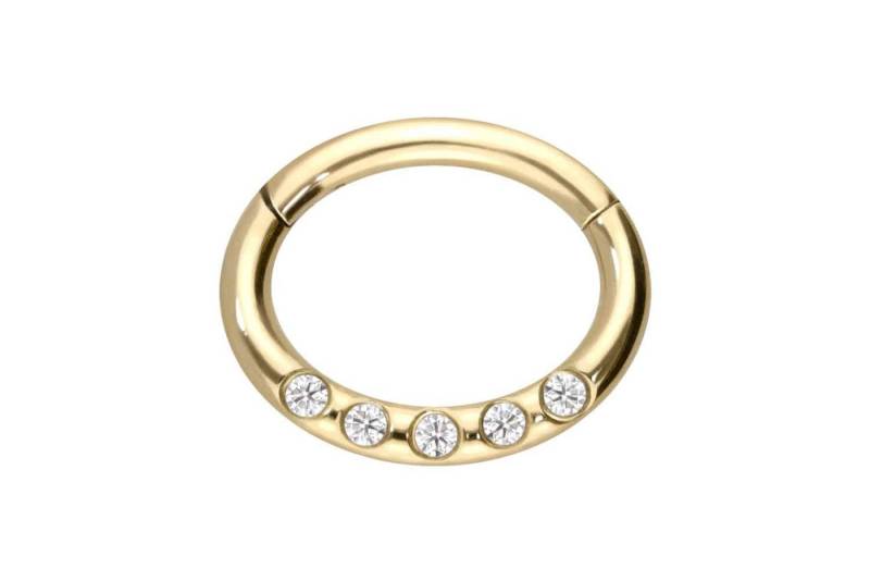 PIERCINGLINE Piercing-Set 18 Karat Gold Segmentring Clicker OVAL + 5 MOISSANITE (Clicker / 1 Stk) von PIERCINGLINE