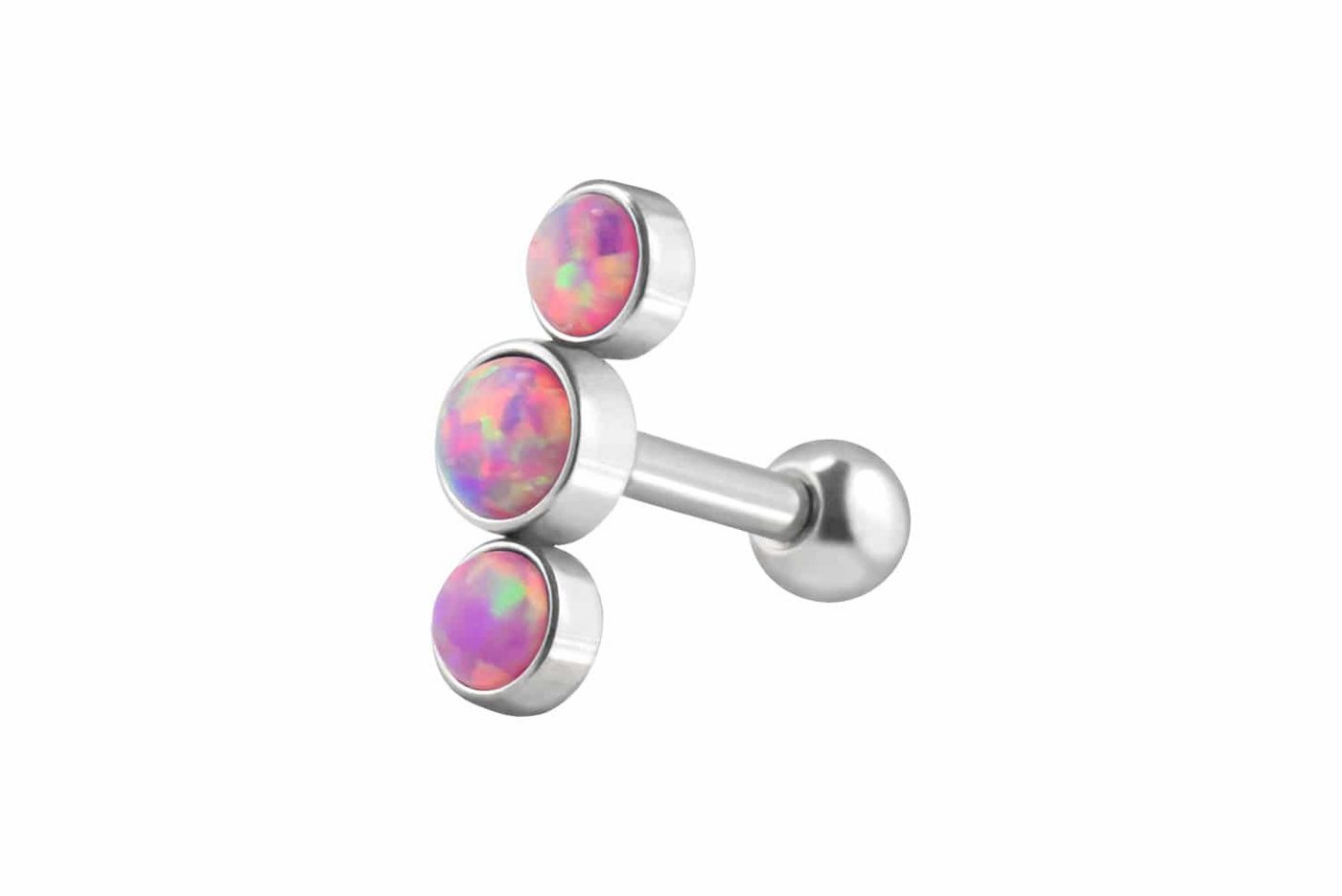 PIERCINGLINE Piercing-Set Chirurgenstahl Ohrpiercing 3 SYNTHETISCHE OPALE (Mini-Barbells, 1-tlg) von PIERCINGLINE