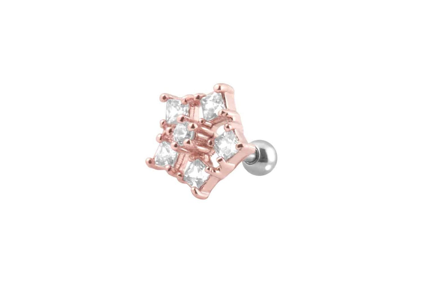 PIERCINGLINE Piercing-Set Chirurgenstahl Ohrpiercing mit Brass-Design KRISTALLBLUME (Mini-Barbells, 1-tlg) von PIERCINGLINE