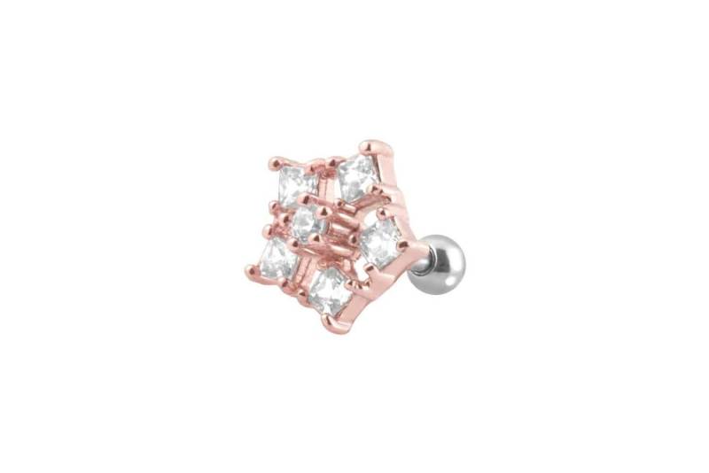 PIERCINGLINE Piercing-Set Chirurgenstahl Ohrpiercing mit Brass-Design KRISTALLBLUME (Mini-Barbells, 1-tlg) von PIERCINGLINE