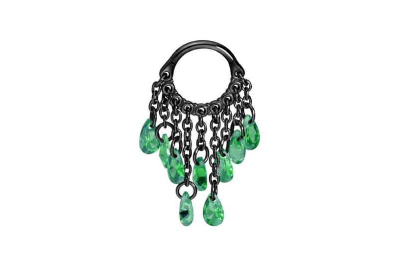 PIERCINGLINE Piercing-Set Chirurgenstahl Segmentring Clicker KETTENVORHANG + KRISTALLTROPFEN (Clicker / 1 Stk) von PIERCINGLINE