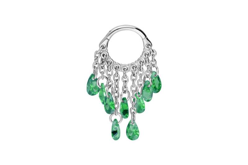 PIERCINGLINE Piercing-Set Chirurgenstahl Segmentring Clicker KETTENVORHANG + KRISTALLTROPFEN (Clicker / 1 Stk) von PIERCINGLINE