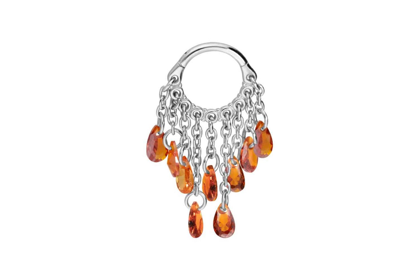 PIERCINGLINE Piercing-Set Chirurgenstahl Segmentring Clicker KETTENVORHANG + KRISTALLTROPFEN (Clicker / 1 Stk) von PIERCINGLINE