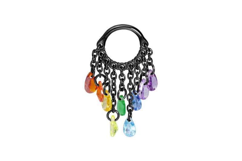 PIERCINGLINE Piercing-Set Chirurgenstahl Segmentring Clicker KETTENVORHANG + KRISTALLTROPFEN (Clicker / 1 Stk) von PIERCINGLINE