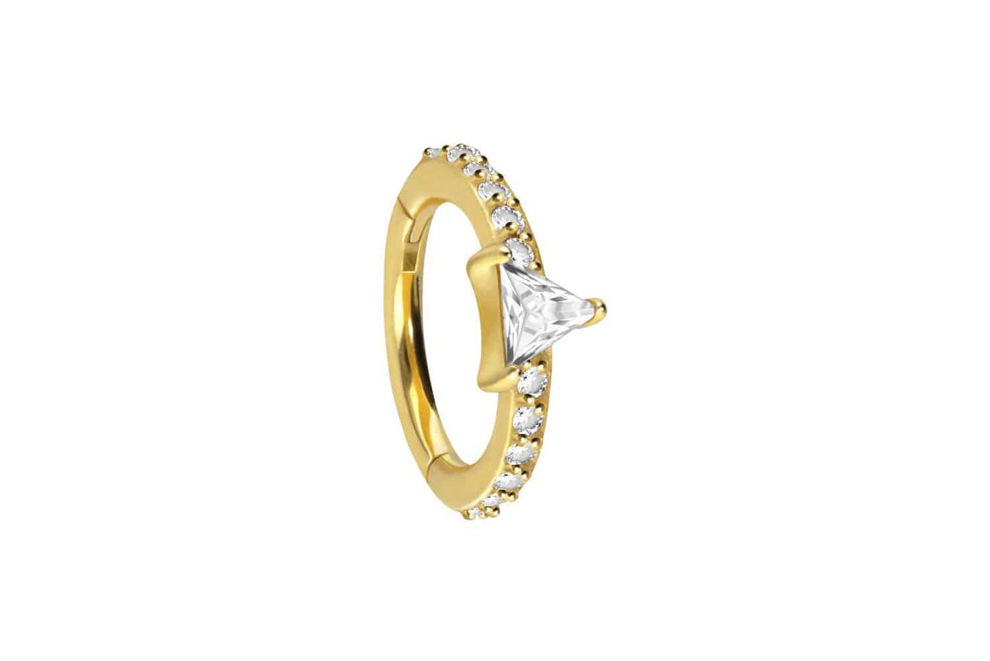 PIERCINGLINE Piercing-Set Chirurgenstahl Segmentring Clicker KRISTALLDREIECK + EINGEFASSTE (Clicker / 1 Stk) von PIERCINGLINE