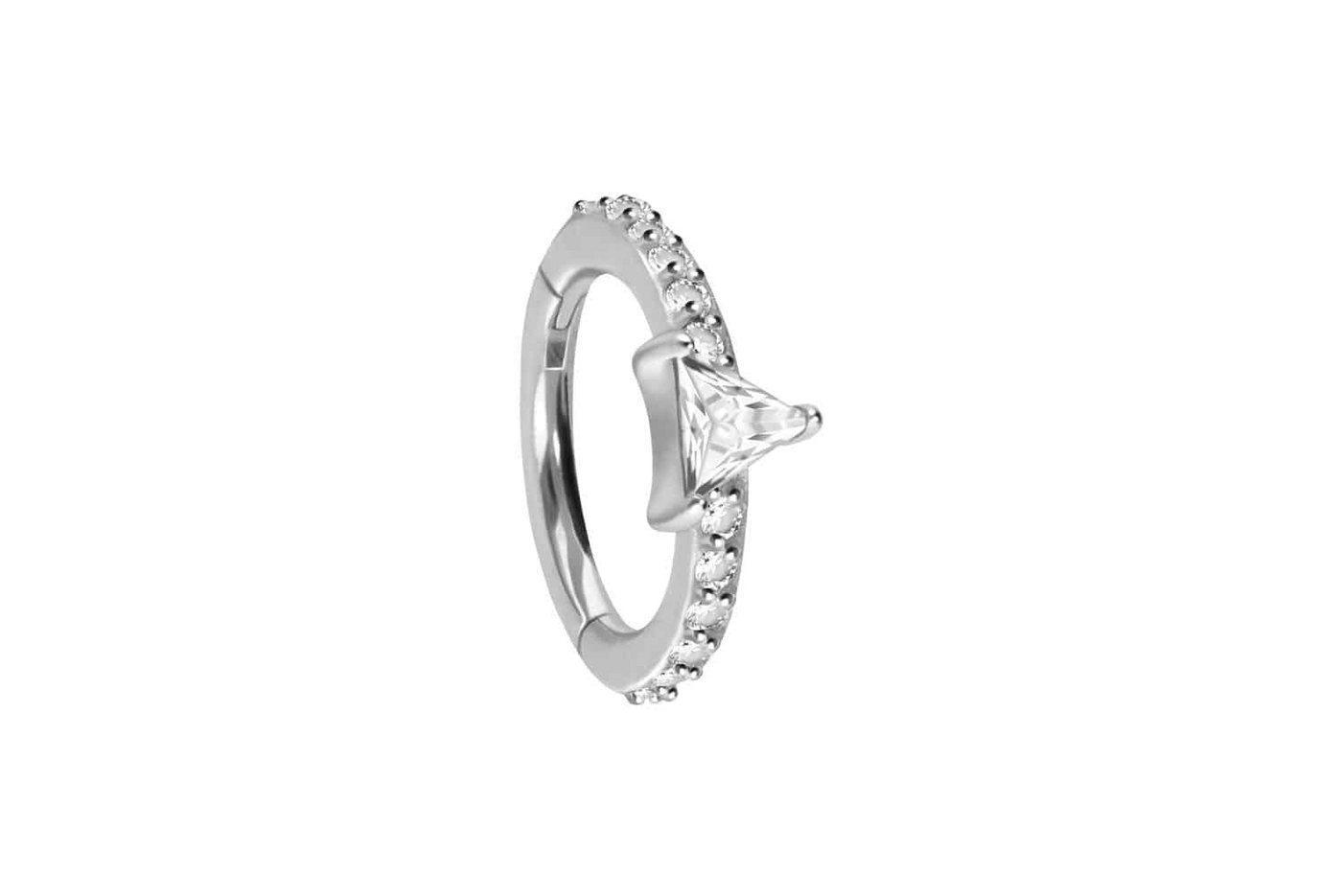 PIERCINGLINE Piercing-Set Chirurgenstahl Segmentring Clicker KRISTALLDREIECK + EINGEFASSTE (Clicker / 1 Stk) von PIERCINGLINE