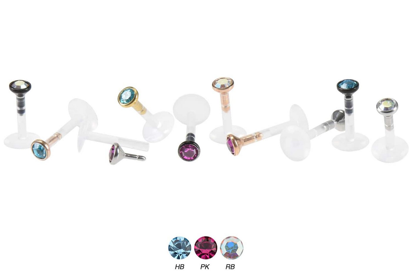 PIERCINGLINE Piercing-Set PMFK Labret mit Plug-in-System - Chirurgenstahl-Aufsatz mit Kristall (Labrets / 1 Stk) von PIERCINGLINE